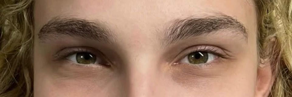 Brows before shaping, photographed close up